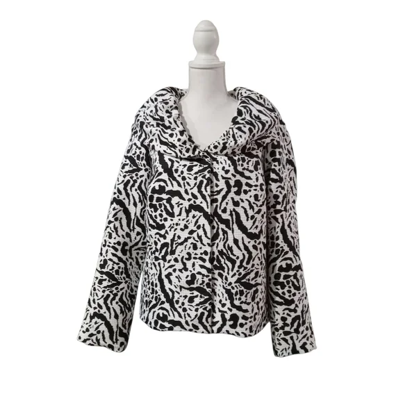 Saint Tropez West‎ Monochrome Patterned Jacket SIZE LARGE BLK. AND WHITE VGC - Picture 2 of 11